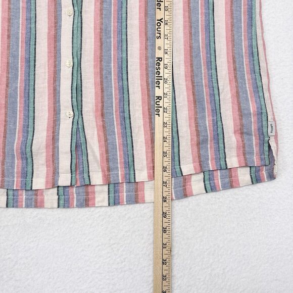 Orvis Top Women’s Size XXL Multicolor Striped Linen Blend Button Front Cuff - Picture 11 of 11